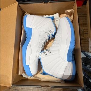 Melo Jordan 12 Men's White and Blue Sneakers SIZE 10.5